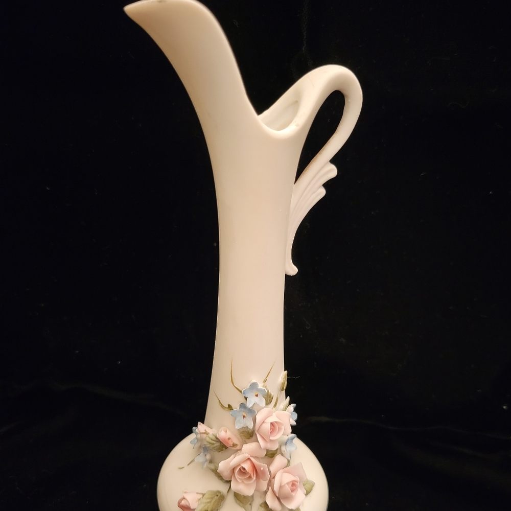 Lefton Vintage China Pitcher Vase. Made in Japan.